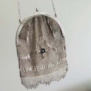 Antique theatrical  Silver Mesh Evening Clutch